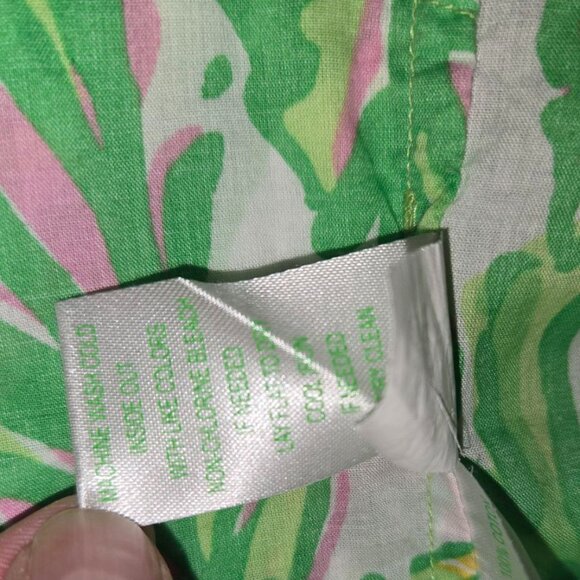 Lilly Pulitzer Shirt Dress Tunic Green and Pink Long sleeve Colorful - Picture 12 of 15